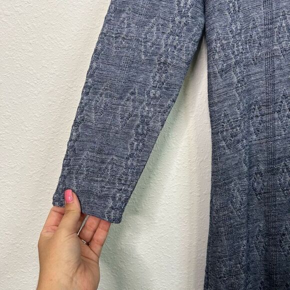 Saturday Sunday Anthropologie Blue Cowl Neck Knit Midi 3/4 Sleeve Dress Size S - Picture 4 of 12